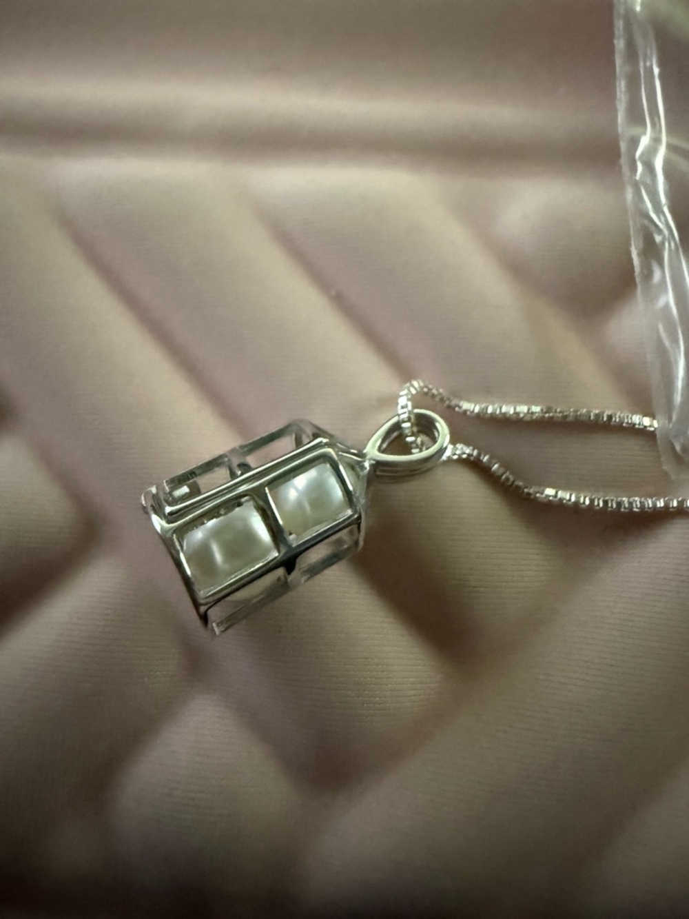 Vantel Pearl Guiding Light Cage Pendant Necklace - 2 white pearls
